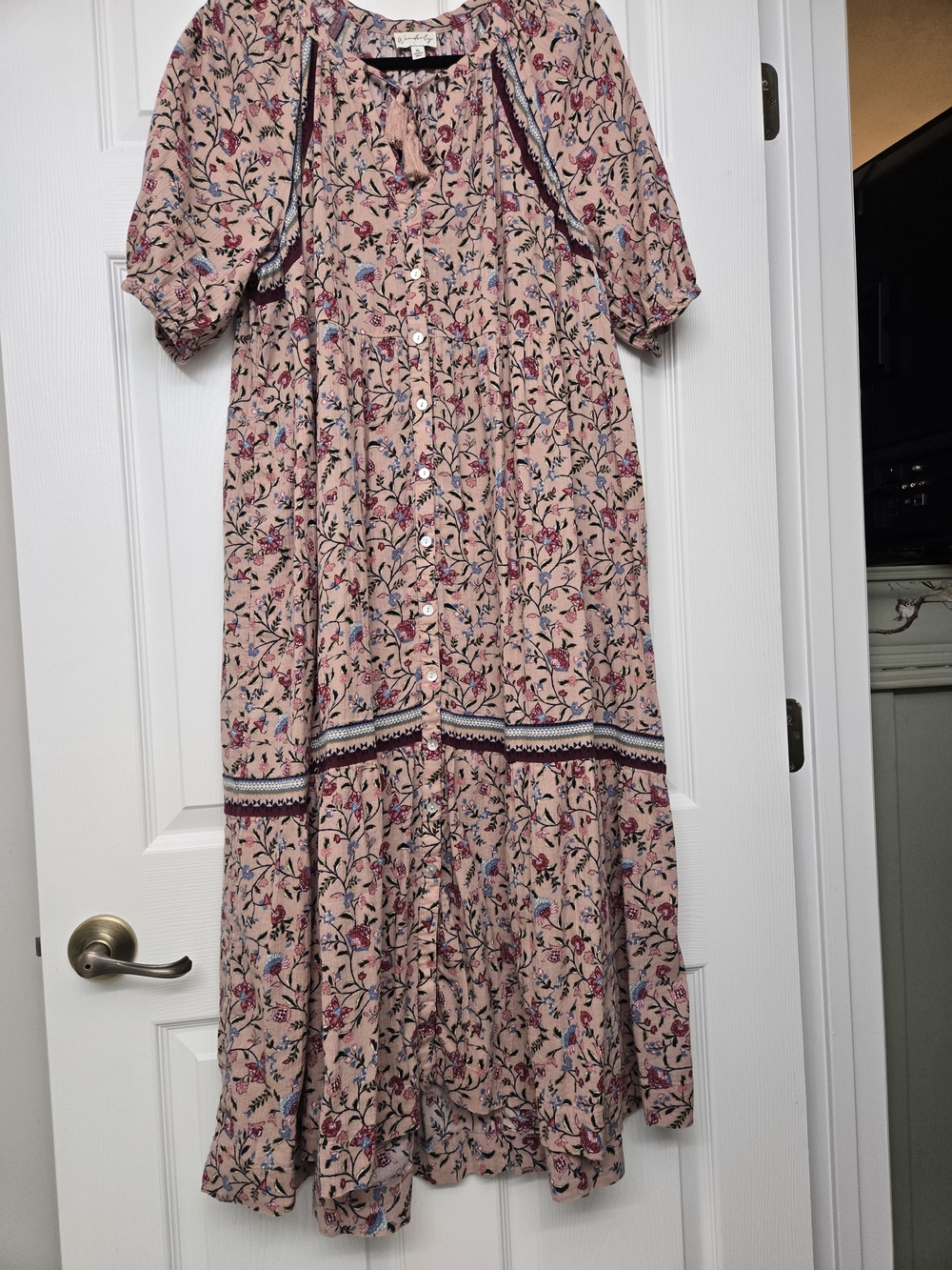 Wonderly Boho Floral Maxi Dress in Blush Pink